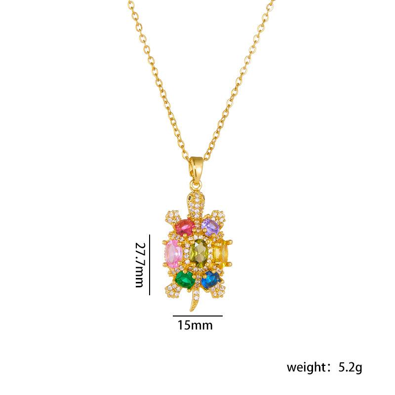 Colorful Zircon Cute  Sea Tortoise Pendant Necklaces for Women Girls Jewelry Gifts Turtle Zircon Pendant Necklace Birthday Gifts