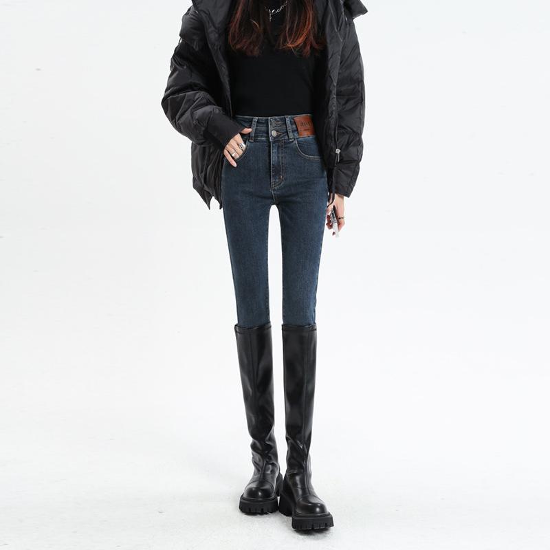 Women s Korean Style High-Waisted Skinny Jeans - Slim Fit Pencil Pants with Boots 27