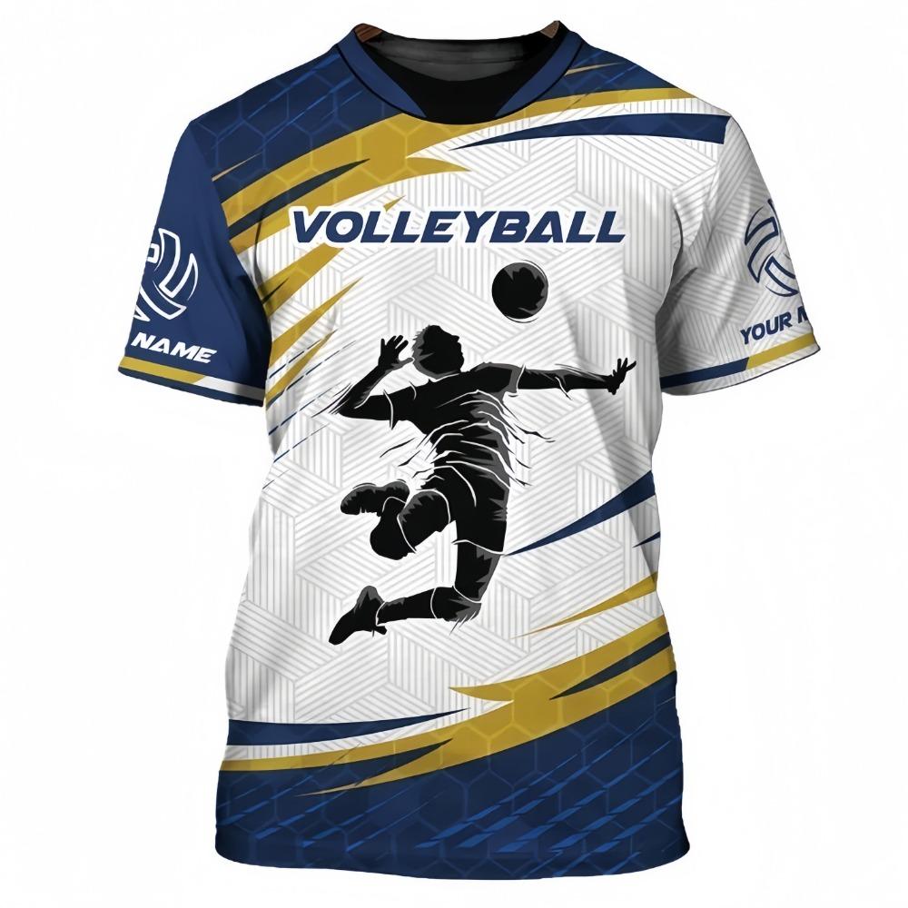 Tricou Sport Bărbați cu Imprimeu 3D Volei, cu Mânecă Scurtă, cu Uscare Rapidă, pentru Antrenament în Aer Liber, Personalizabil, Confortabil