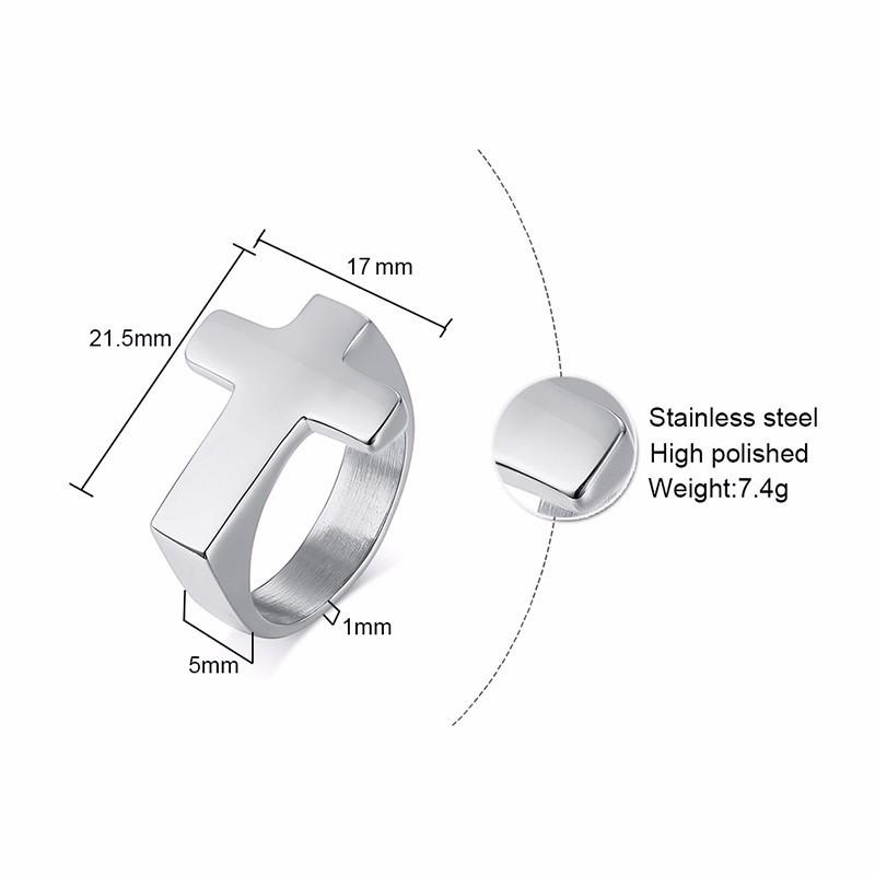 Punk Men Cross Shaped Ring,Waterproof Stainless Steel Ring with Silver Black Gold Color,Stylish Male Jewelry Gifts