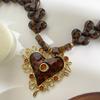 Love Symbol Necklace Stainless Steel Chain Resin Ball Detailing For Women Jewelry Enthusiasts