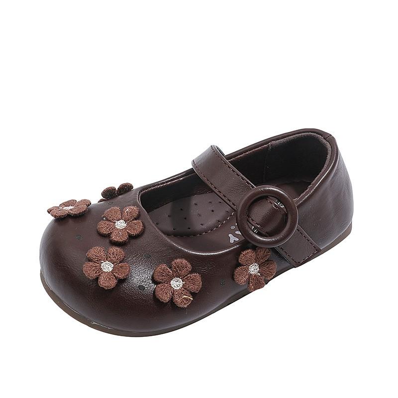 Girls Flat Shoes With Floral Embroidery Soft Sole Low-Cut Princess Style Dresses
