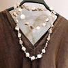 JMXD-Retro Shell Crystal Beaded Long Necklace, Sweater Chain Women's Light Luxury High-end Fashion Temperament Accessories
