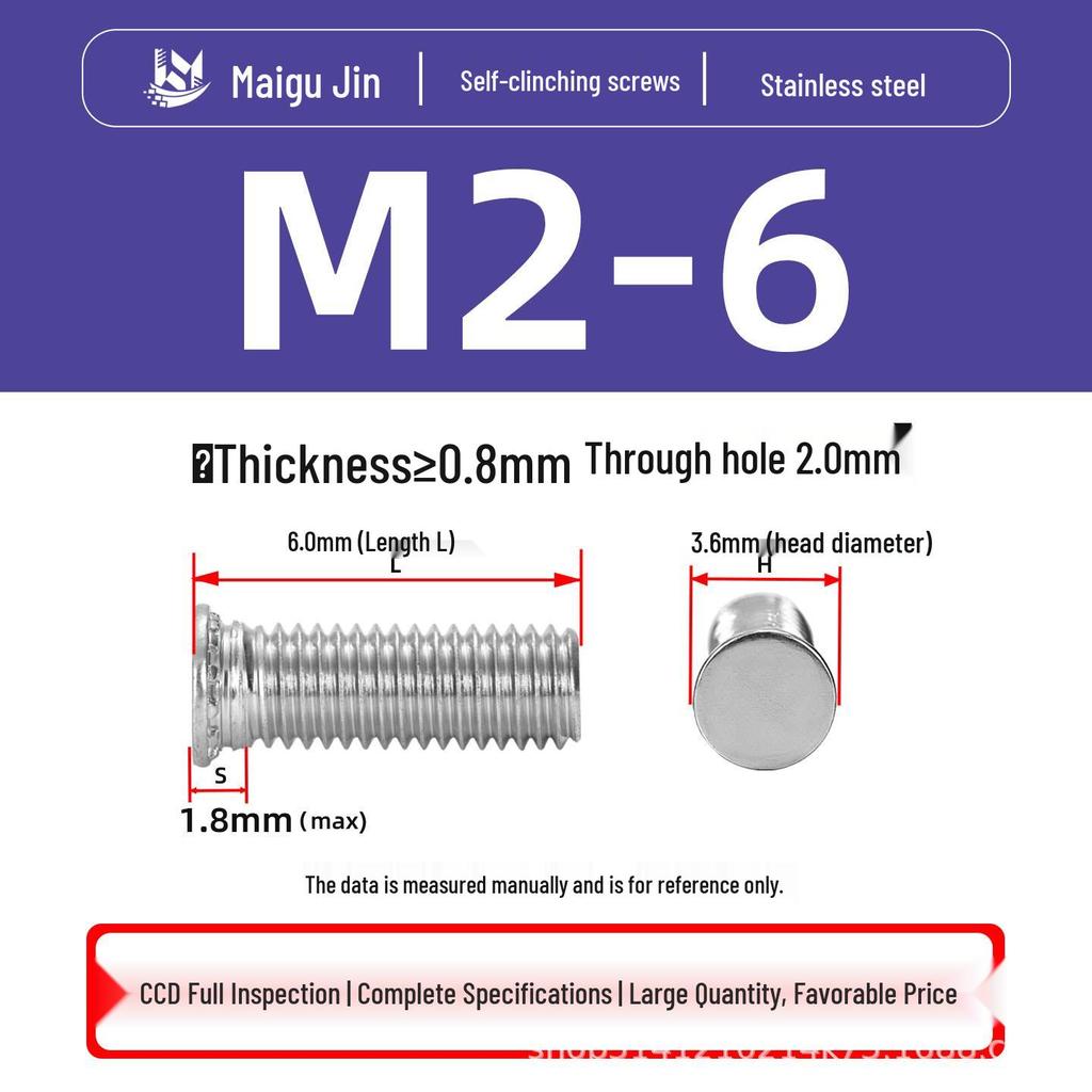304 Stainless Steel Pressure Plate Cylindrical Head Rivet Screw (FHS-M2 M2.5 M3 M4 M5 M6 M8 M10)
