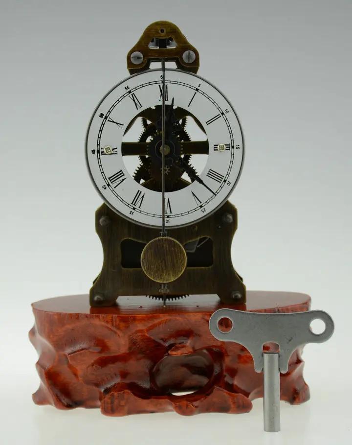 Metal Mechanical Table Clock, Roman Desk Clocks, Wood Base, Aesthetic Room Decoration, Furniture Ornaments, Interior Accessories