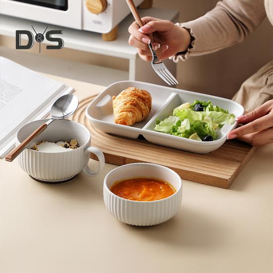 Ceramic Milk Cup with Handle Safe Bouillon Cup Cream Aesthetic Breakfast Bowls Microwave & Oven Safe Tableware for Home Outdoor Restaurant