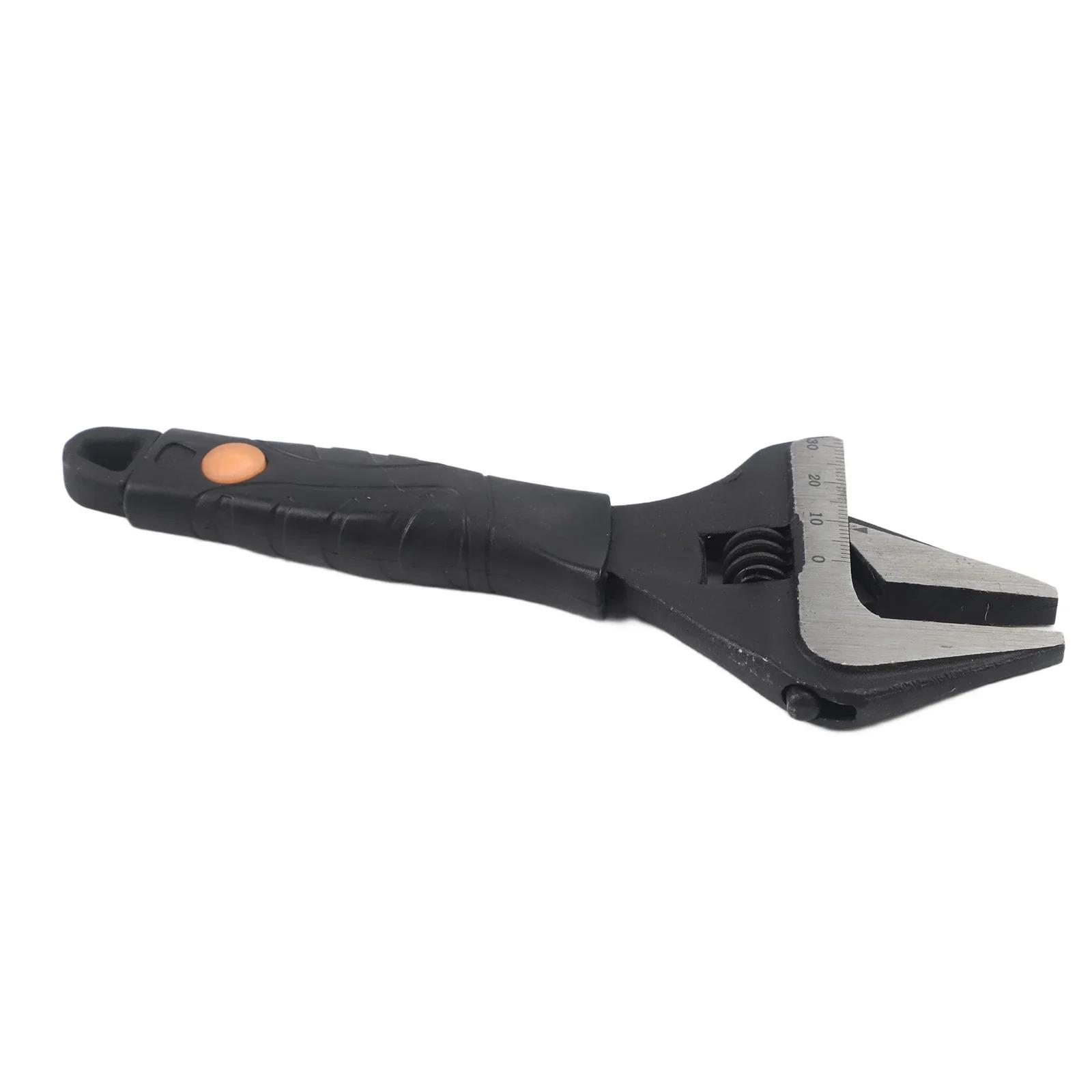

6 inch adjustable wrench with wide jaw opening for large fasteners dual scale measurement and non slip comfortable handle 8-inch