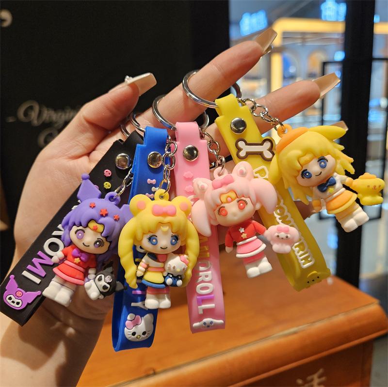 Internet-Berühmtheit Cartoon-Puppe Schlüsselanhänger Taschenanhänger Studentenanhänger Niedlicher PVC-Schlüsselanhänger Paar Auto Schmuck