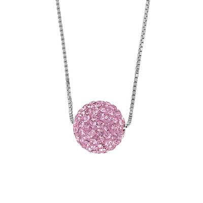 [R6052] - Handmade Silver Necklace 'Sissi' Pink Silver Rhodium Plated (crystal) - 12 Mm