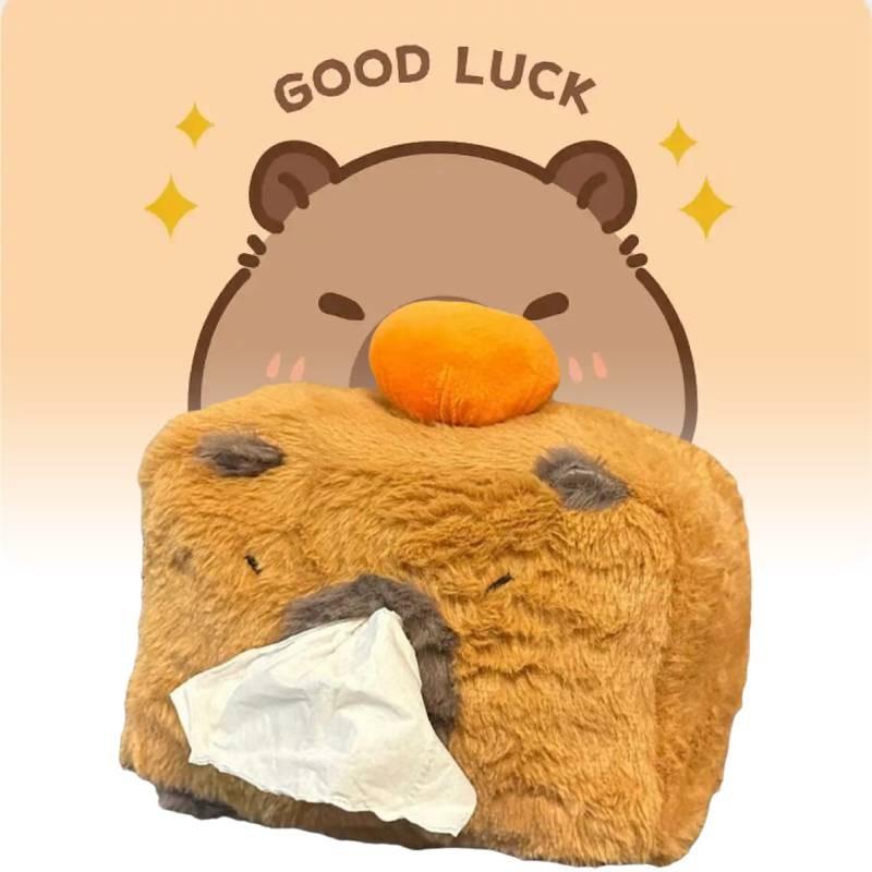 Adorable Capybara Tissue Box Plush Storage Container For Home And Car Organization