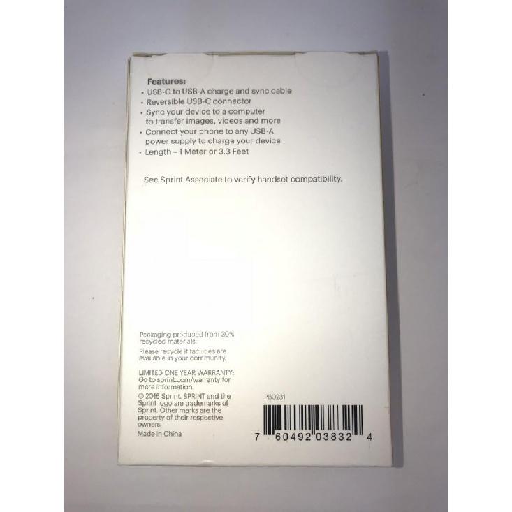 Sprint USB-C 1M/3.3ft. Cable for USB Type C Devices Black