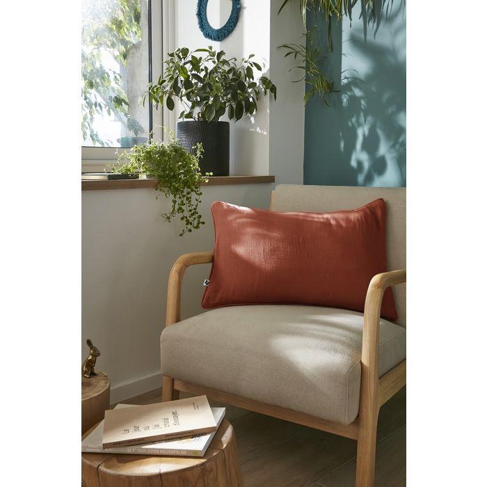 Coussin déhoussable 40 x 60 cm GAIA Terracotta – Gaze de coton avec passepoil élégant