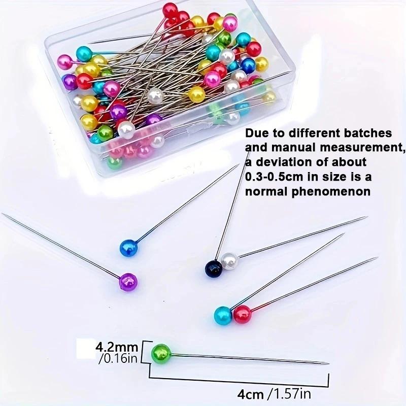 50/100Pcs Fashion Sewing Needles Colored Glass/Ceramics Head Bead Pin Stitch Knitting Needles Sewing Fixed DIY Safety