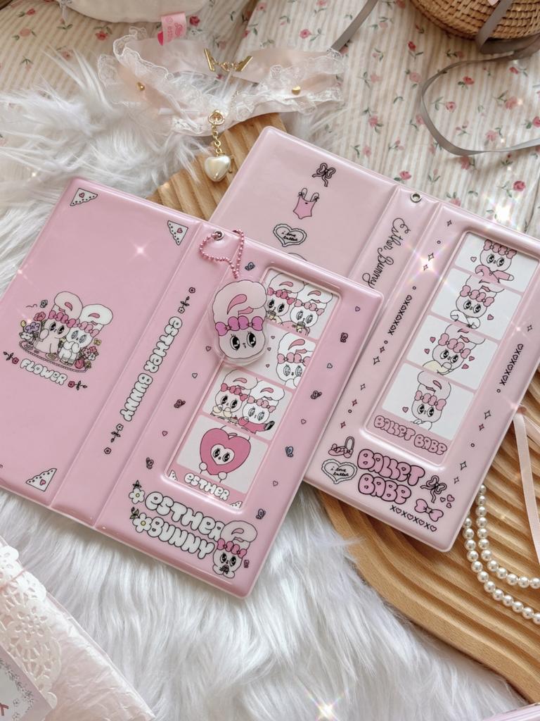 Cute Pink Photocard Holder Card Collect Book Life 4 Cuts Bookmarks Idol Photo Album Kpop Binder