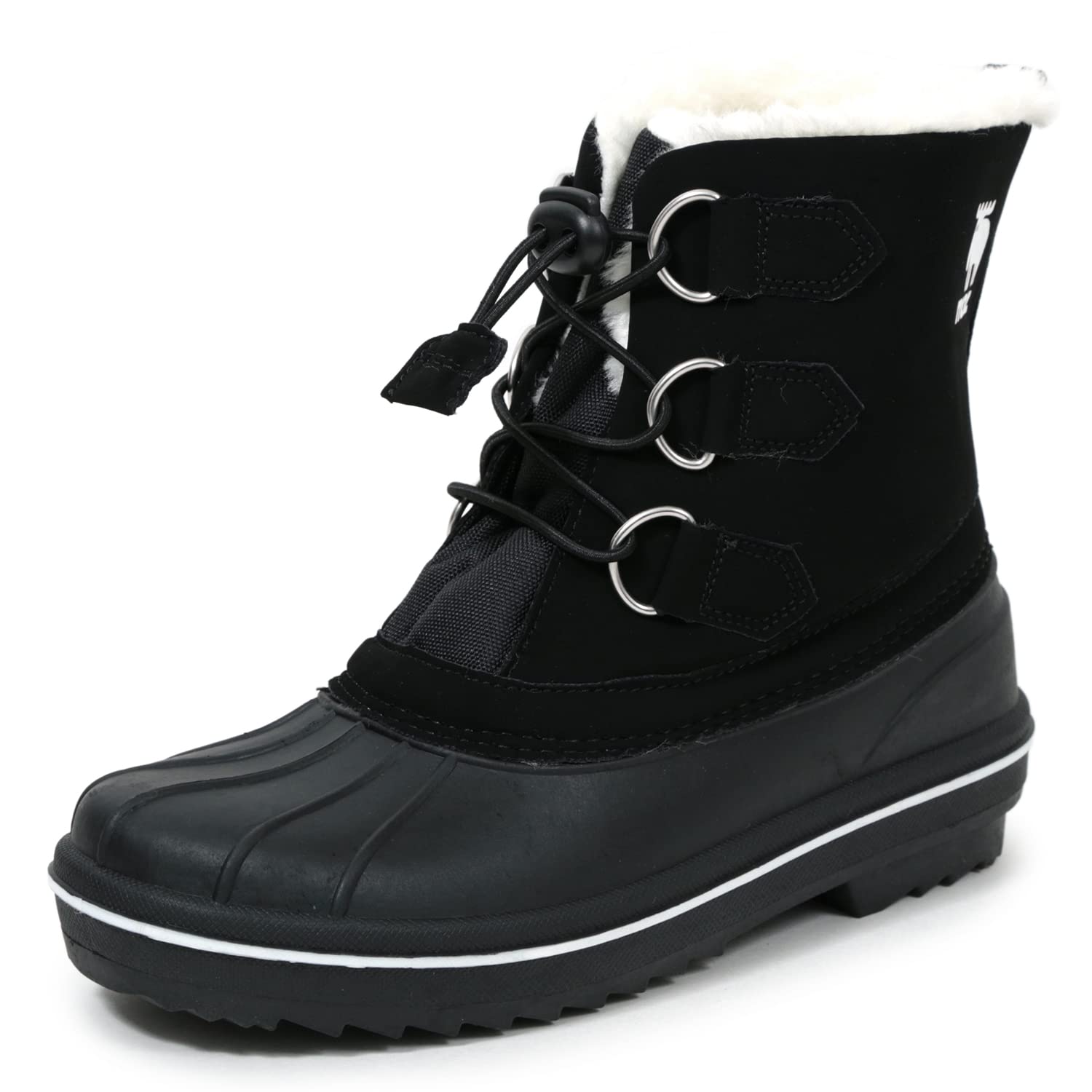 Mozu Bean Down Boots, Inner Boa, Lace-Up, Elastic, Women s, Black, Size 24cm