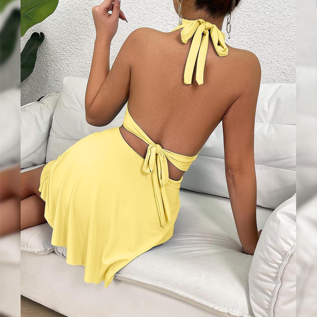 European & American Women's Fashion V-Neck Bodycon Bandage Mini Dress - Backless & Sexy 2025 Collection