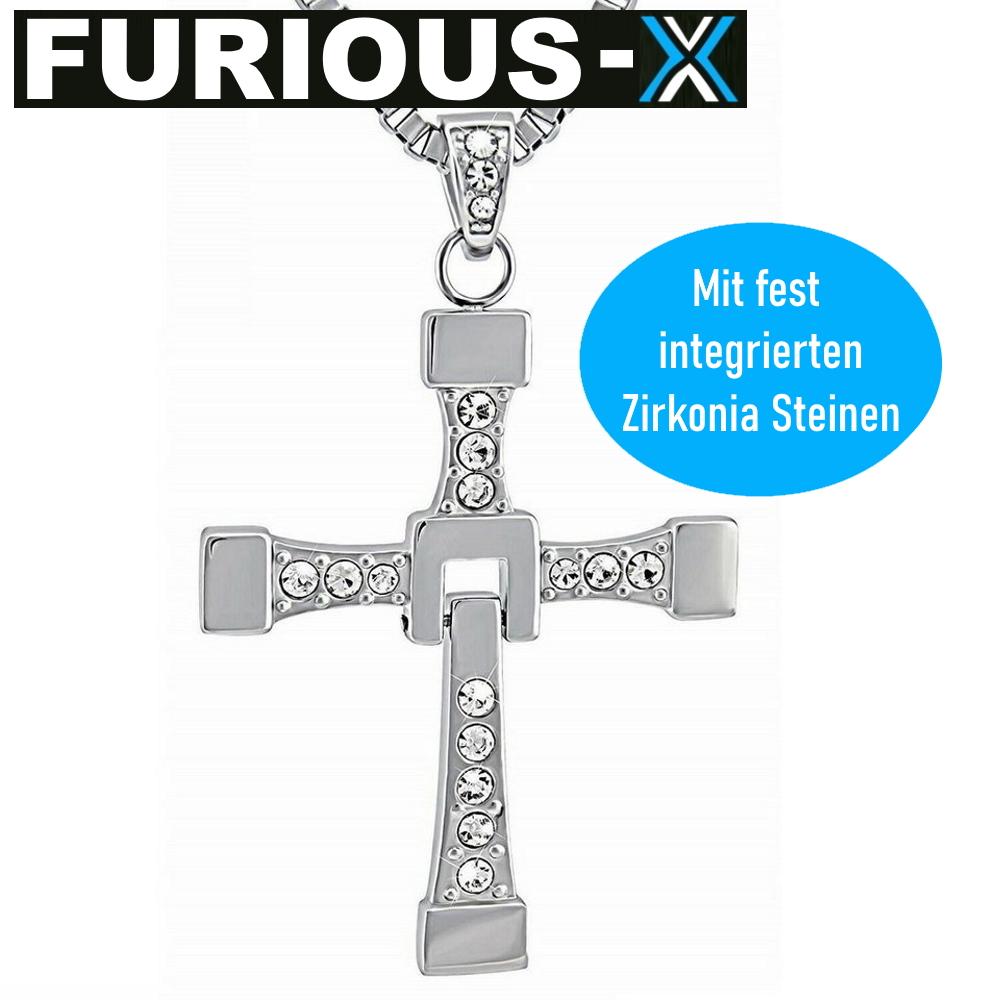 FURIOUS-X Fast Furious Vin Diesel Dominic Toretto Cross Necklace STAINLESS STEEL