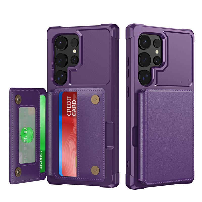 Magnetic Car Phone Case for Samsung S24ultra and Leather Texture Protective Case for S24 Plus Card Insert