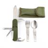 7-in-1 Camping-Besteckset aus Edelstahl - Faltbares multifunktionales Outdoor-Geschirr mit Gabel, Löffel, Messer für Picknick, Wandern