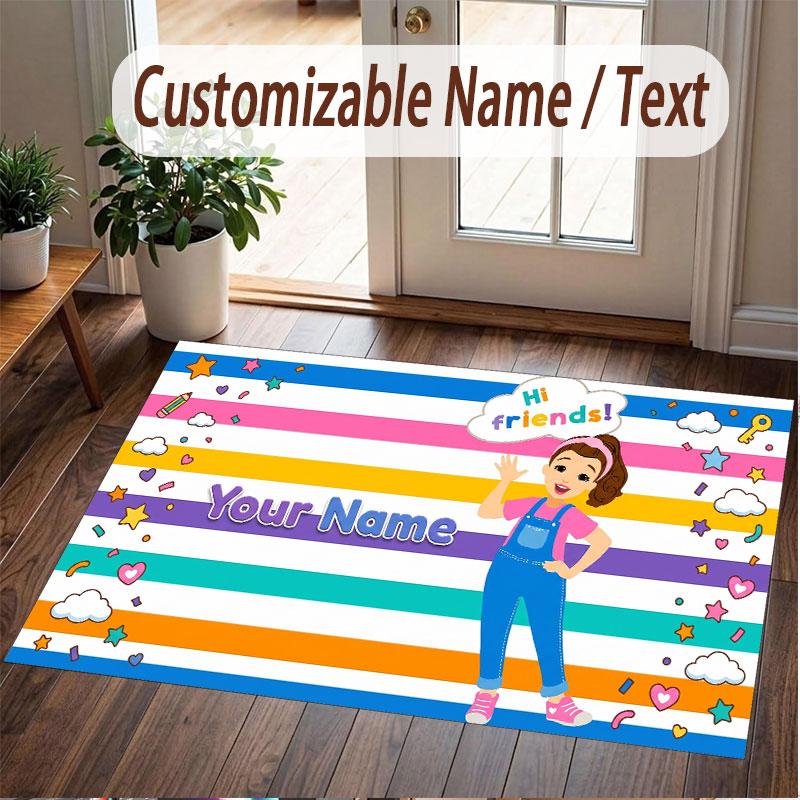 Custom Name Text Crystal Velvet Rug,ms rachel Soft Plush Decorative Non Slip Floor Carpet