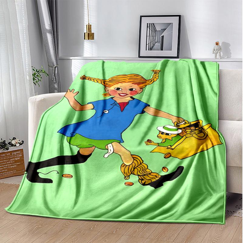 Manta de Franela Pippi Suave Cálida para Todas las Estaciones, Diseño para Acampar, Viajes en Coche, Senderismo Sofá, Cama, Oficina Regalo Perfecto para Fiestas