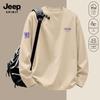 JEEP SPIRIT Men's Long-Sleeve Cotton Loose Crew Neck T-Shirt