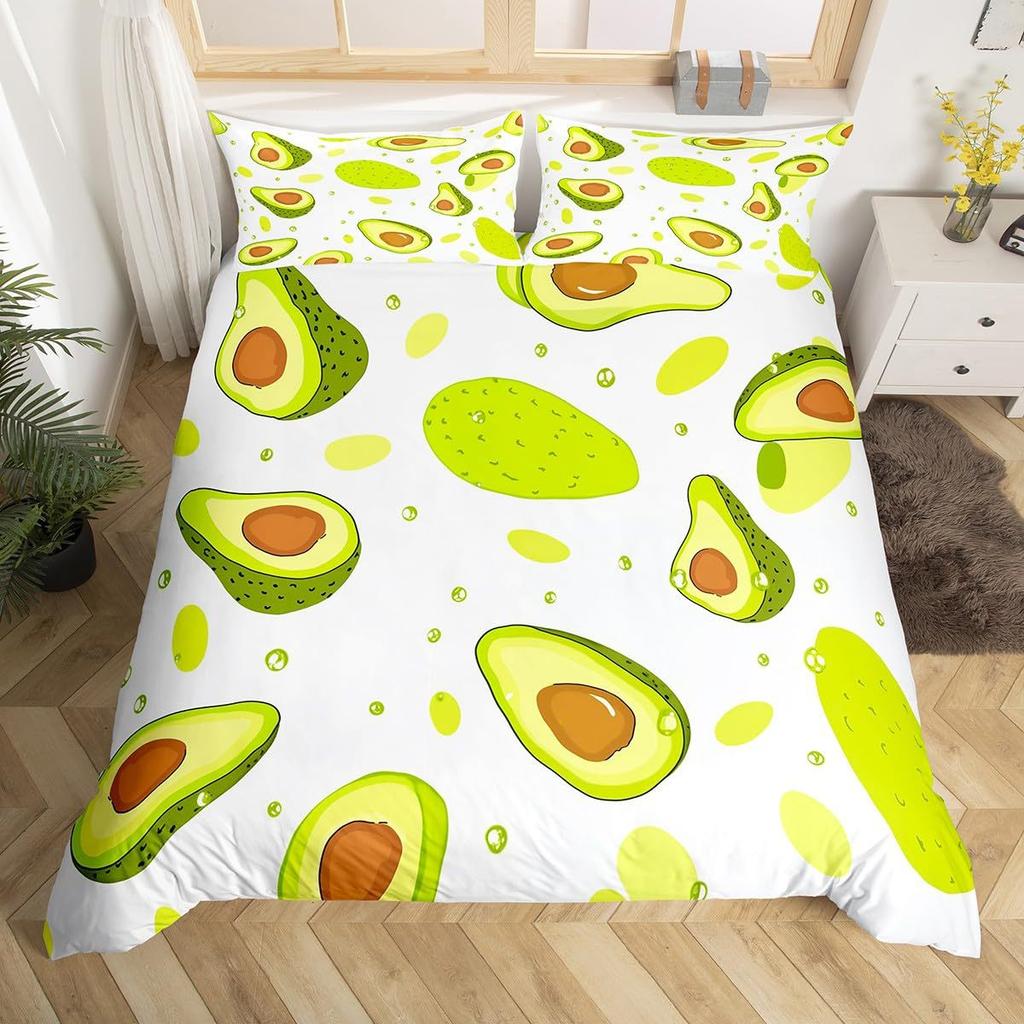 Avocado Duvet Cover Three-piece Set Fun Pattern Bedding Set with Pillowcase