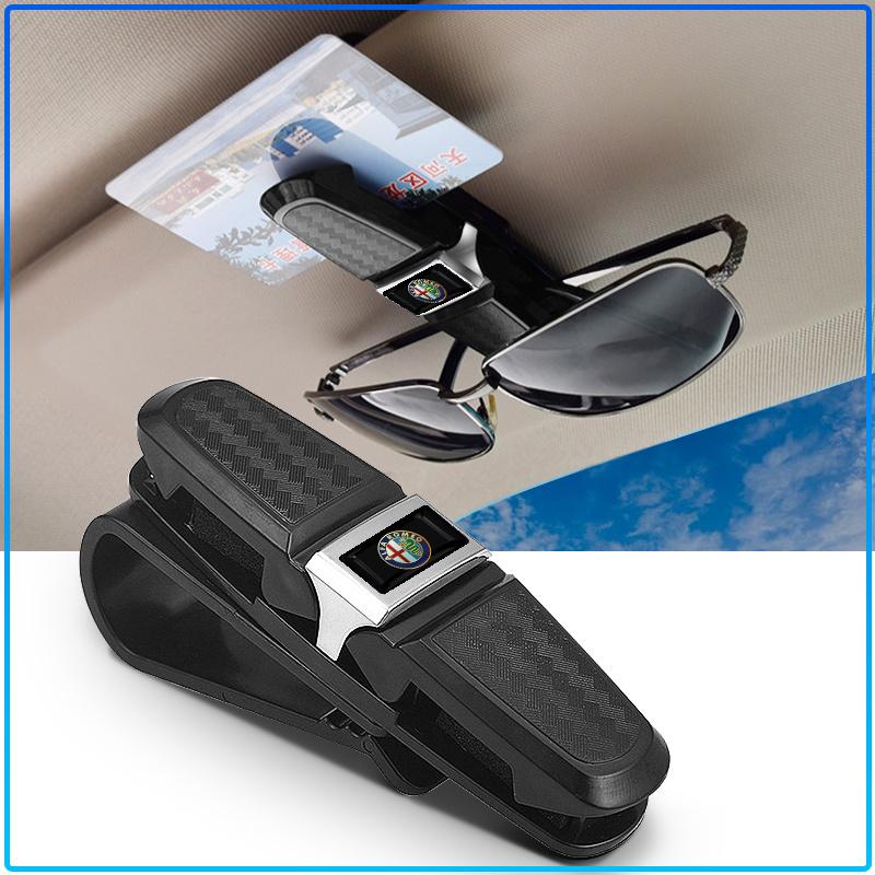 1pcs Car Sun Visor Glasses Box Universal Sunglasses Clip Card For Alfa Romeo 147 159 156 Giulietta Giulia Mito Spider Alpha Nheadrest