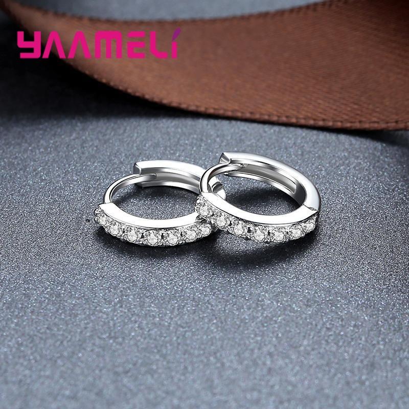 Classic 925 Silver Multicolor Cubic Zircon Small Hoop Earrings for Women Girls Wedding Party Fashion Jewelry Gifts