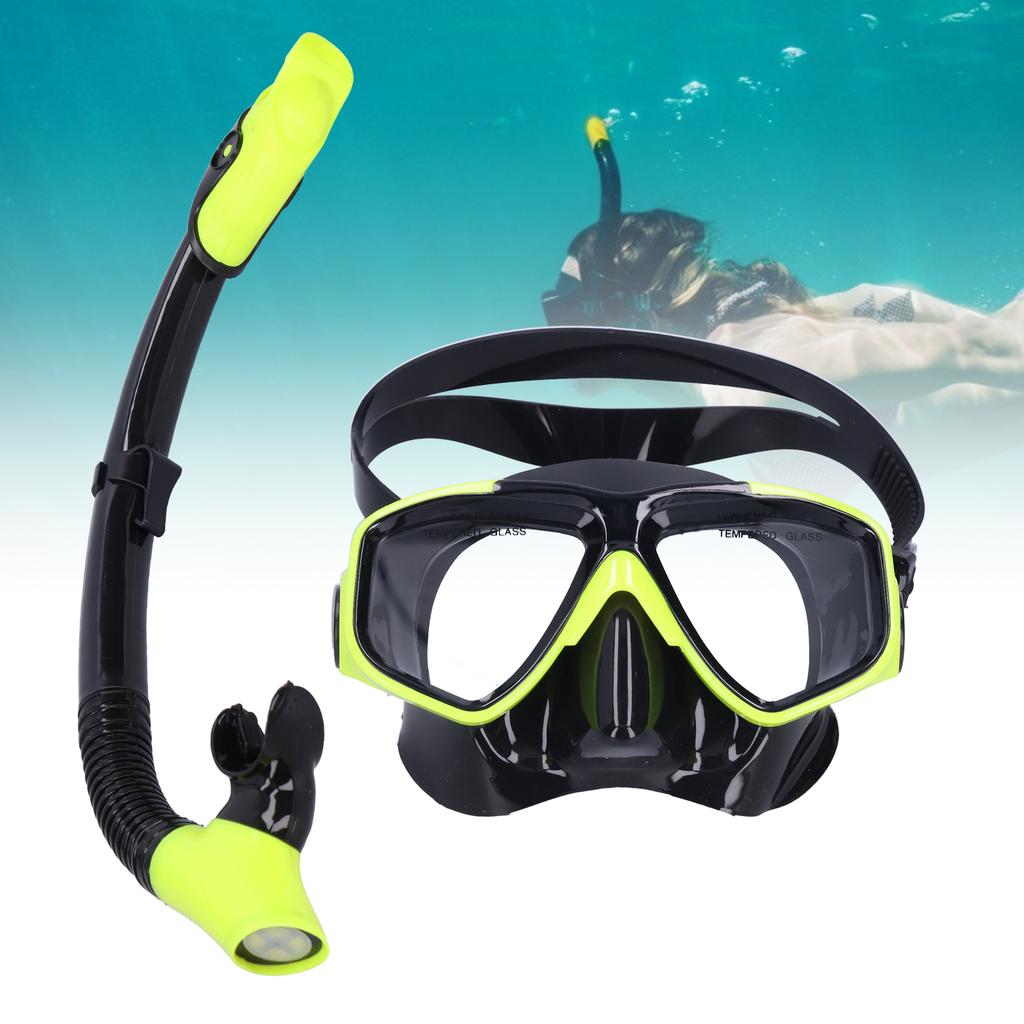 Snorkeling AntiFog Goggles Set Diving Glasses with Full Dry Snorkel for Kids Adults(Blue GogglesSnorkel )