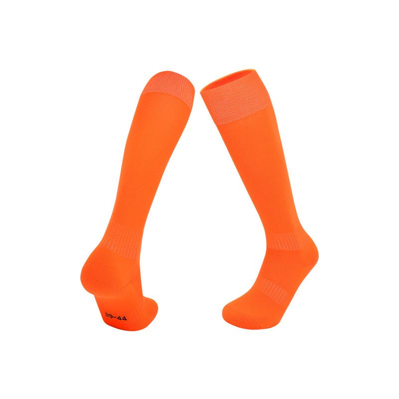 Dünne einfarbige professionelle Fußballsocken für Erwachsene, atmungsaktiv, stoßdämpfend, hohe Socke, Kampf socken, Frottee-Boden, Trainingssocken
