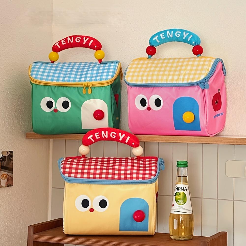 1pc Cute Cottage Makeup Bag Large Capacity Multifunctional Fresh-Keeping Insulated Lunch Box Bag Handbag Beauty Bag