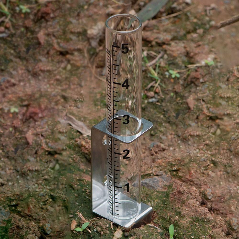 Easy To Read Glass Rain Gauge 2 in1 Mounting Rack Garden Moisture Meter  Farm Rain Measurement