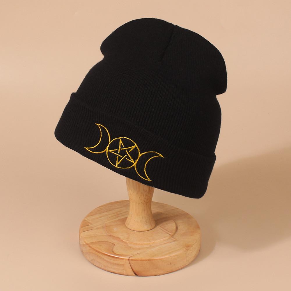 Stylish 2023 Knit Hat Ins Autumn Winter Fashion Brand Embroidered Unisex Wool Hat Casual Warm Cap чёрный