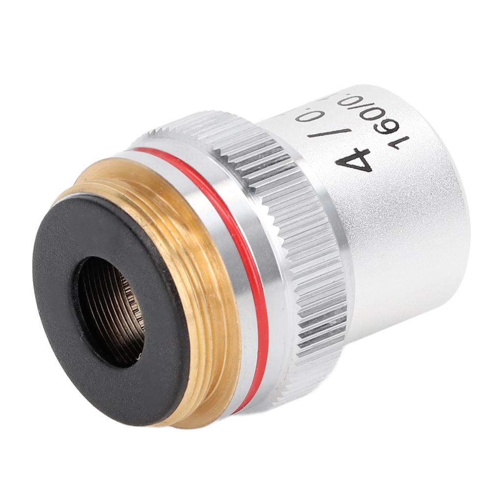 Achromatic Microscope Objective Silver 4X Microscope Objective Len with 20.2mm Standard Interface