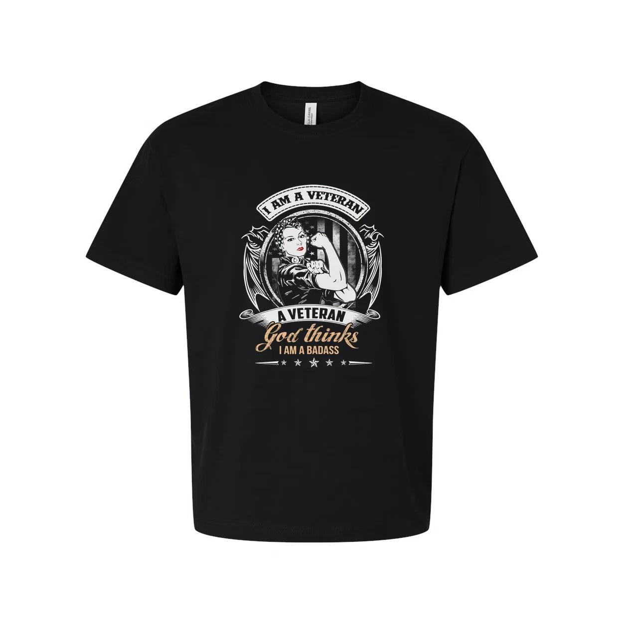 Unisex Veteran Graphic Tee I Am A Veteran God Thinks I Am A Badass With Patrioti M