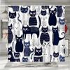 Funny Cat Shower Curtain Cartoon Cute Cats Dog Kids Shower Curtain for Bathroom Waterproof Polyester Home Decor Shower Curtains