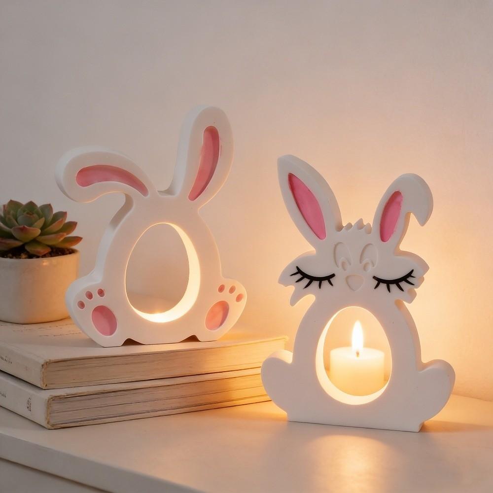 Non-stick Easter Rabbit Molds Heat Resistant DIY Crafts Silicone Bunny Mold Flexible Hollow Bunny Candle Making Mold