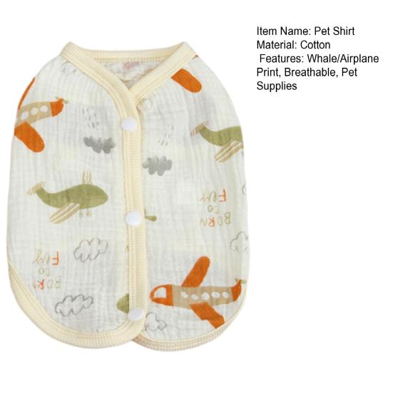 Haustier Ärmelloses Shirt Frühling Sommer Cartoon Wal Flugzeug Druck Haustier Tanktop Kleine Hunde Katzen Atmungsaktive Baumwollkleidung Kostüm Outfit Bekleidung