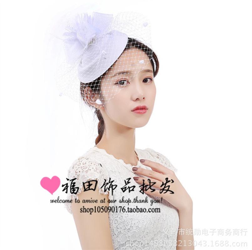 Vintage Netz Kopfbedeckung kleiner Hut Kopfschmuck Braut Haar Hochzeitsaccessoires Feder Kopf Abendvorstellung Party Bühne Schleier