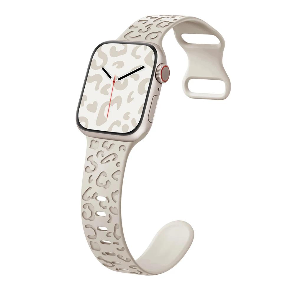 Silicone Strap For Apple Watch 10 9 8 7 45mm 41mm 42mm 46mm Ultra 2 49mm Leopard Print Bracelet Wristband iWatch 6 5 4 SE Correa