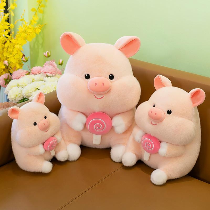 Adorable Plush Pig Doll Soft Stuffed Animal Creative Lollipop Pig Toy Gift Idea