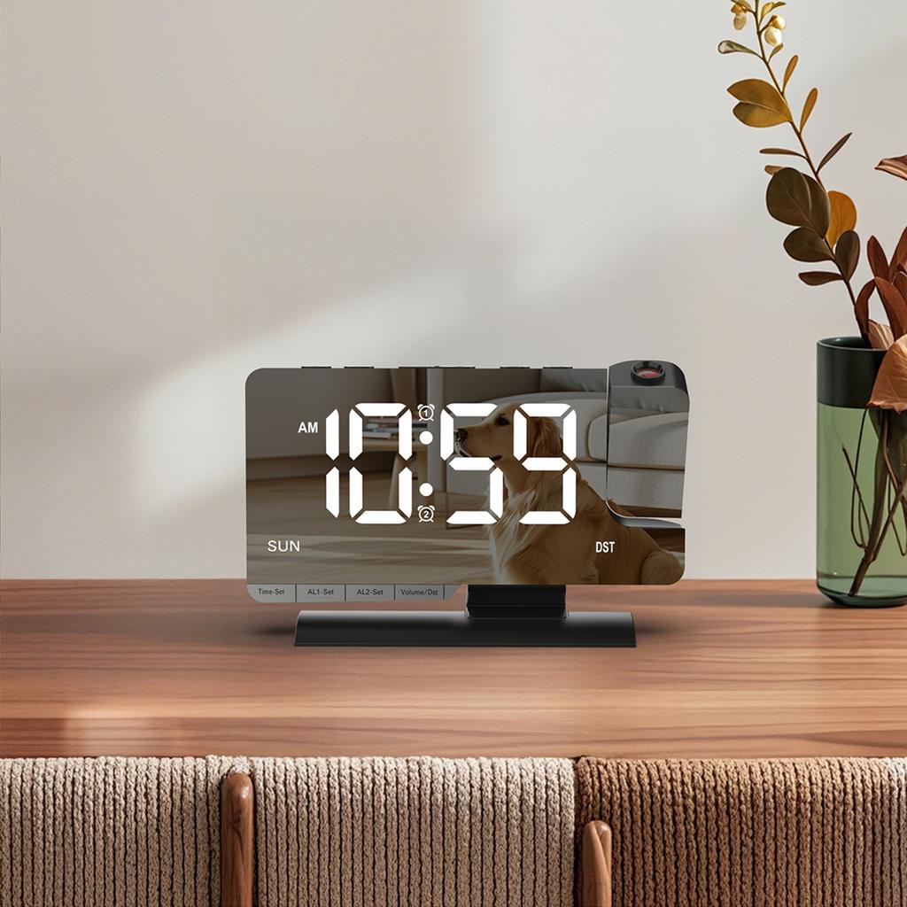 LED Digital Alarm Clock with Time Projection, Dual Alarms, USBCelsiusType-C Charging Ports, 6-  Dimmable, Daylight Saving Time (DST), Snooze