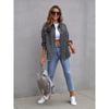 Denim Jacket Women Solid Color Loose,Jacket Hole Breaking Long Sleeve Women's Denim Shirt