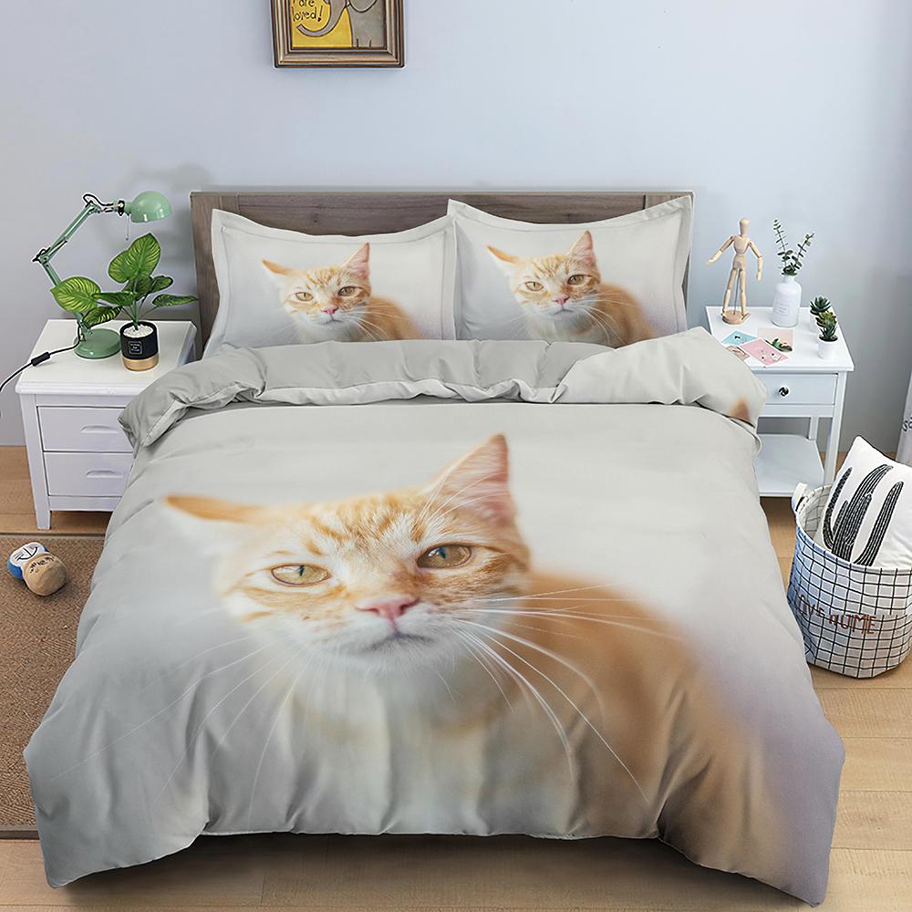Astronaut In Space Cat for Girls Boy Teen Cute Pet Pattern Duvet Cover 3D Printed Quilt Cover for Bedroom Decoration Queen Size