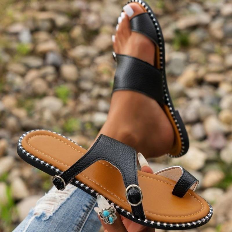 Fashion Ladies Shoes 2025 Hot Sale Set of Toes Women's Slippers Fashion Belt Buckle Daily Slippers Women Summer Plus Size Flat Low Heels