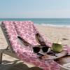 Pink Heart Bunny Love Oversized Microfiber Beach Towel Sand Proof Quick Dry, Absorbent for Swimming Pool Travel Camping