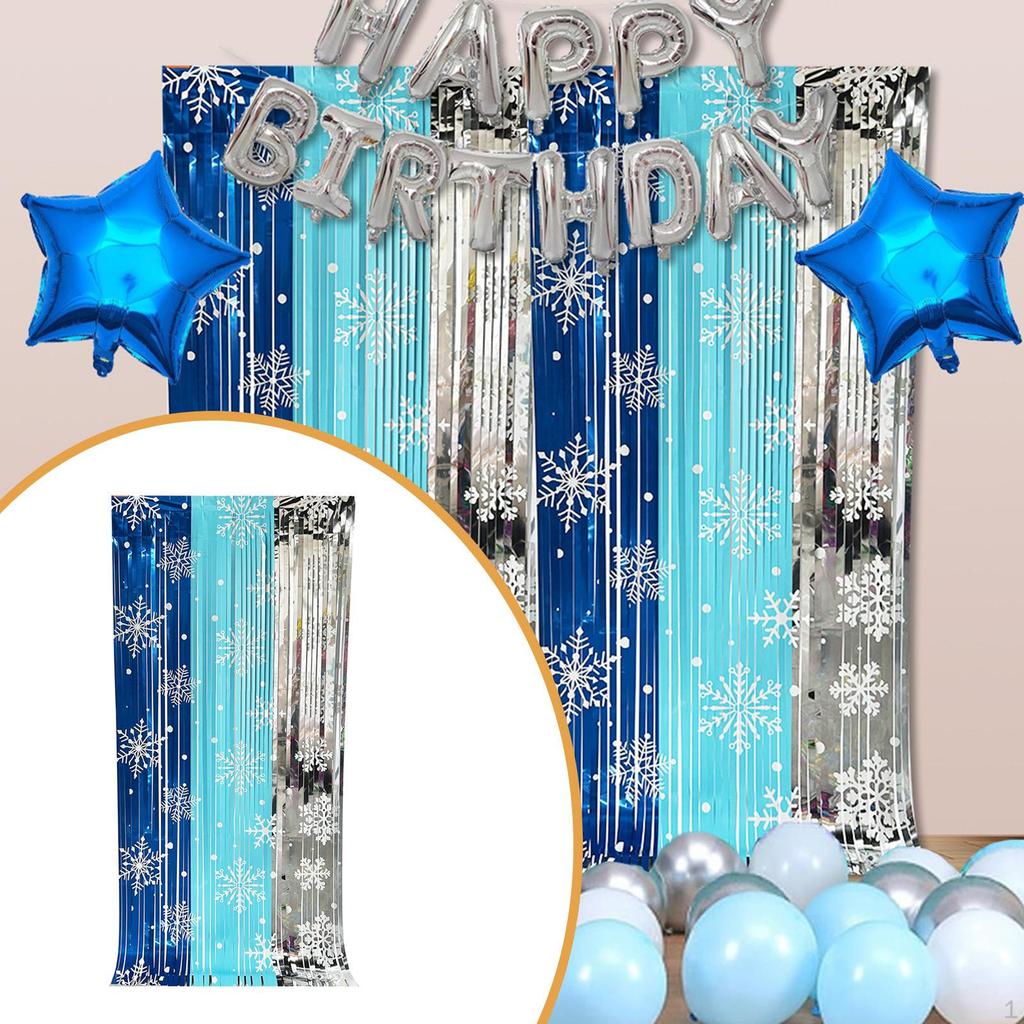 Christmas Snowflake Pattern Fringe Curtain Party Decoration for Door Supplies Versatile Accessories