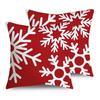 2pcs White Snowflakes Christmas Throw Pillow Covers Designs, Zip Closure, Winter Holiday Party Cushion Case for Bedroom Sofa