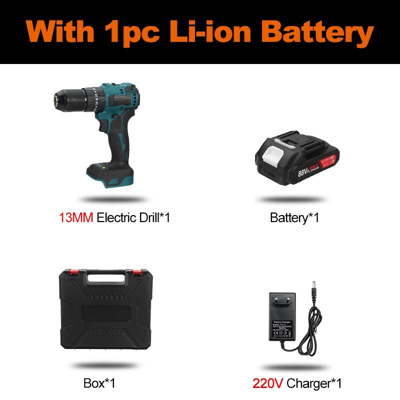 3 IN 1 Mini Electric Screwdriver Brushless Cordless Impact Drill 25+3 Torque Wireless Power Driver With 1/2pcs Li-Ion Battery